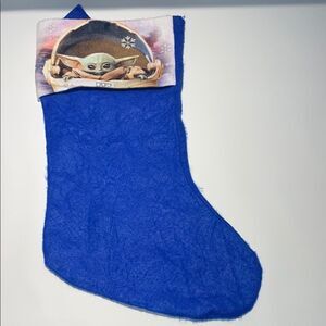 Blue Stocking with Baby Yoda Design